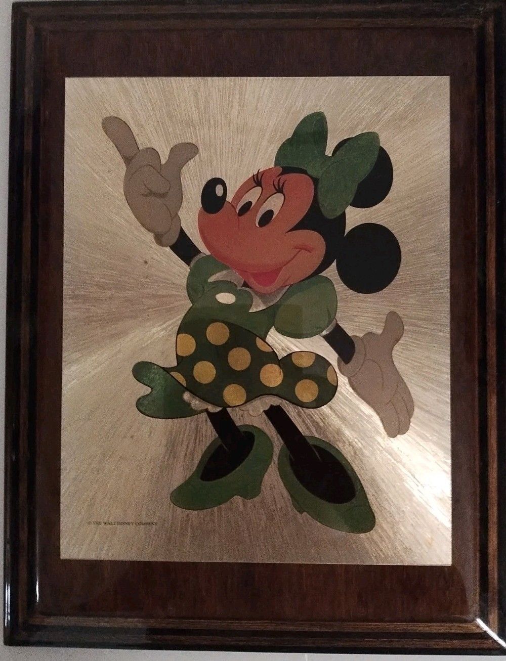 Mickey Walt Disney Gold Foil On Wood Mickey & Minnie plaques Vintage